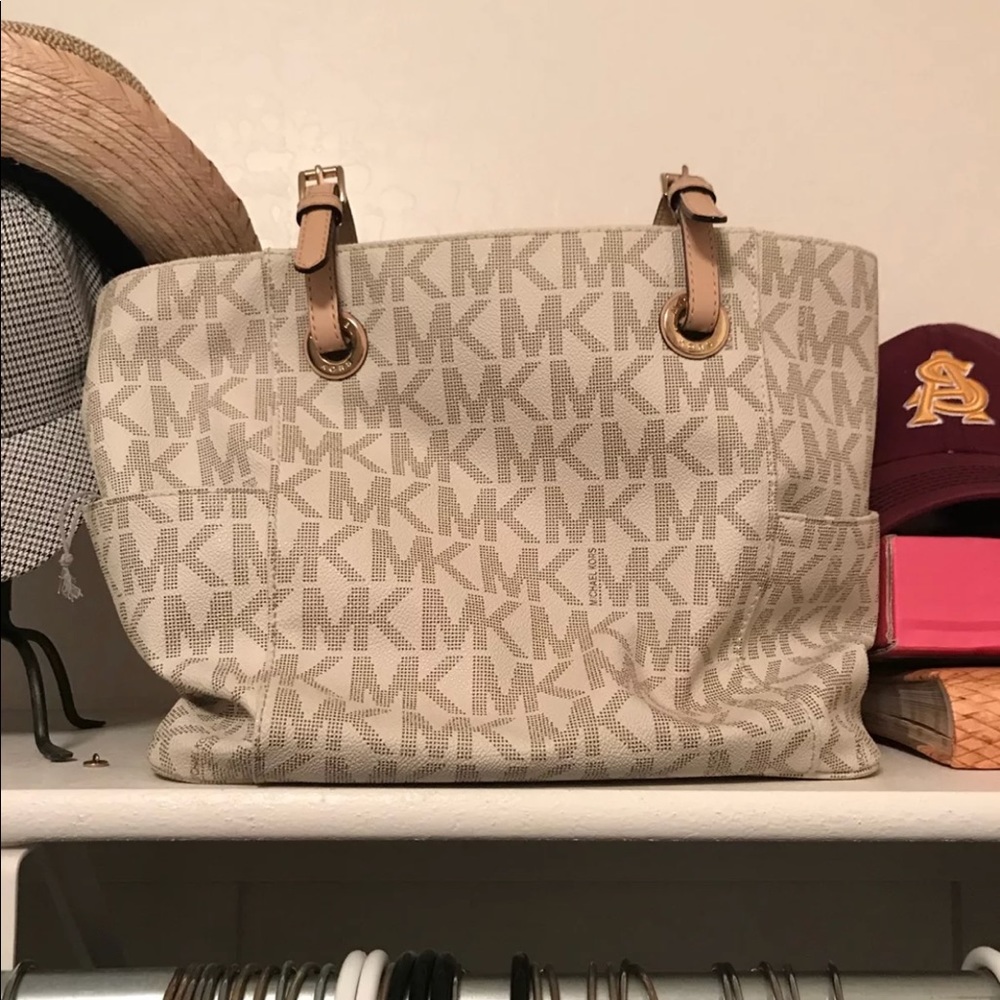 Michael Kors white monogram tote